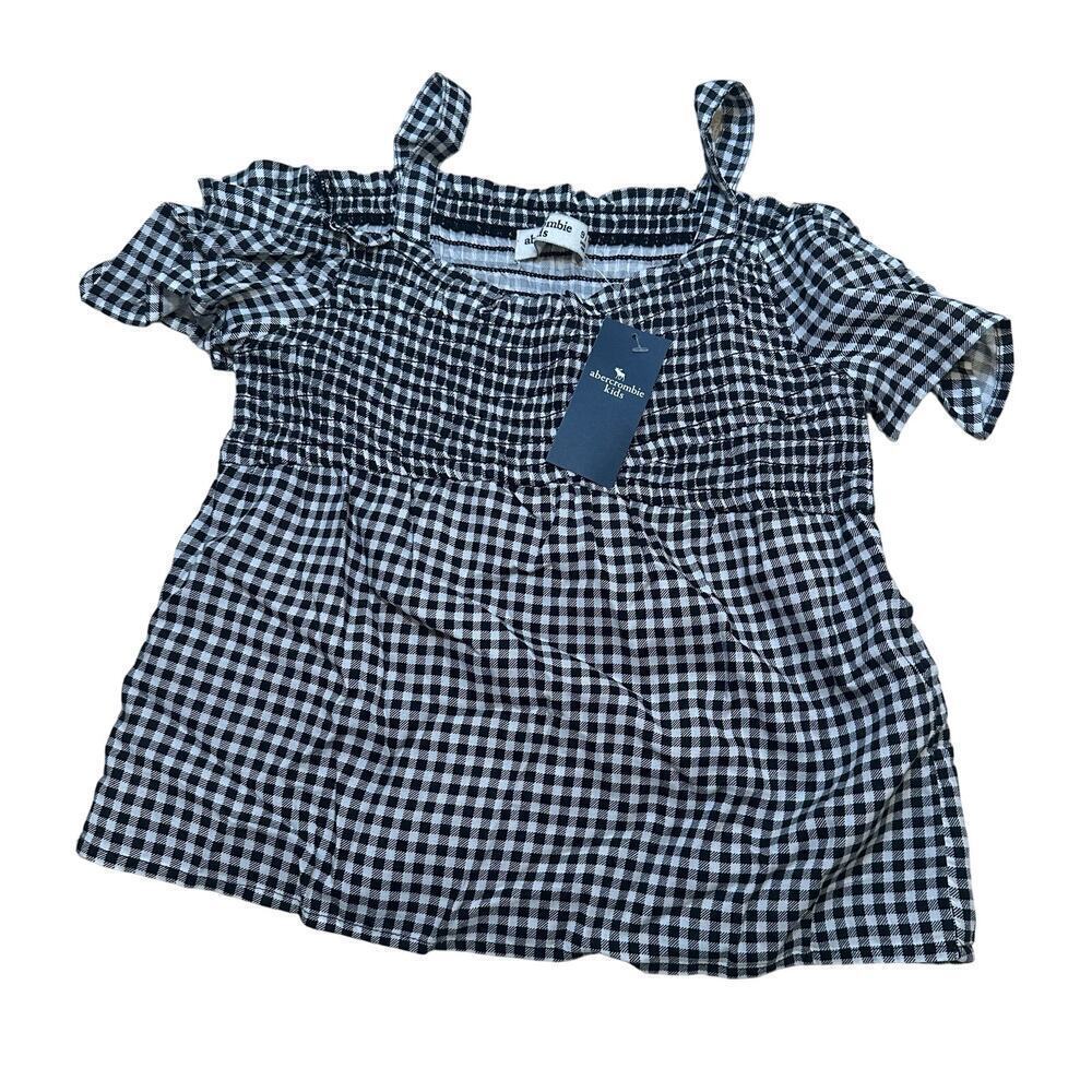 New Abercrombie Kids Gingham Print Top sz 9-10 Short Sleeve Shirt